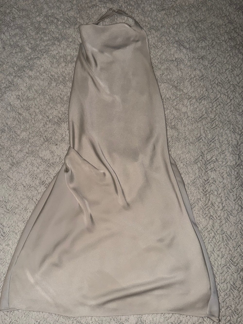 Babaton Strapless Satin Slip Dress in Light Beige